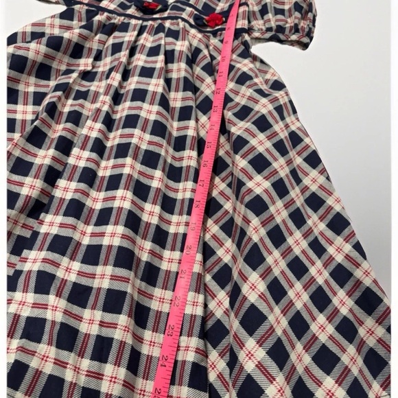 Plaid Navy and Red Little Girl Formal Dress - Picture 9 of 10